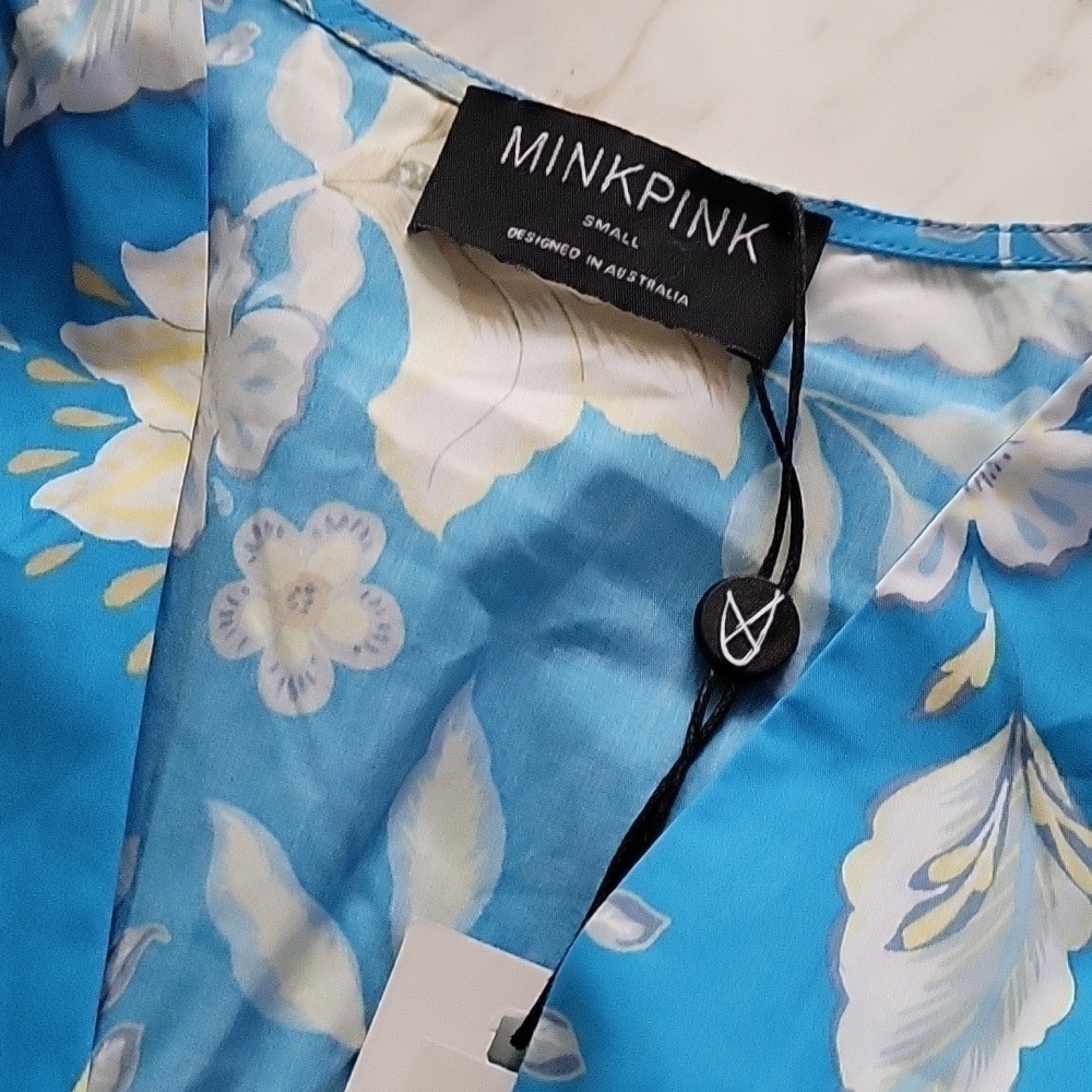 NWT MINKPINK Zinnia Mini Dress in Blue Multi - Picture 16 of 17